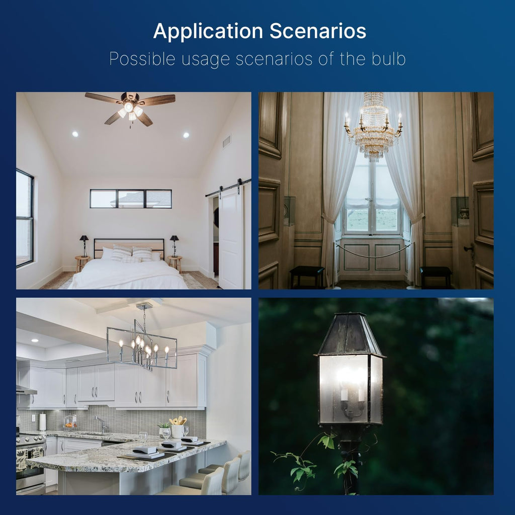 60W Equivalent LED Chandelier Light Bulbs, E12 Base, Clear B11 LED Filament Candelabra Bulbs, 5000K Daylight, 500LM
