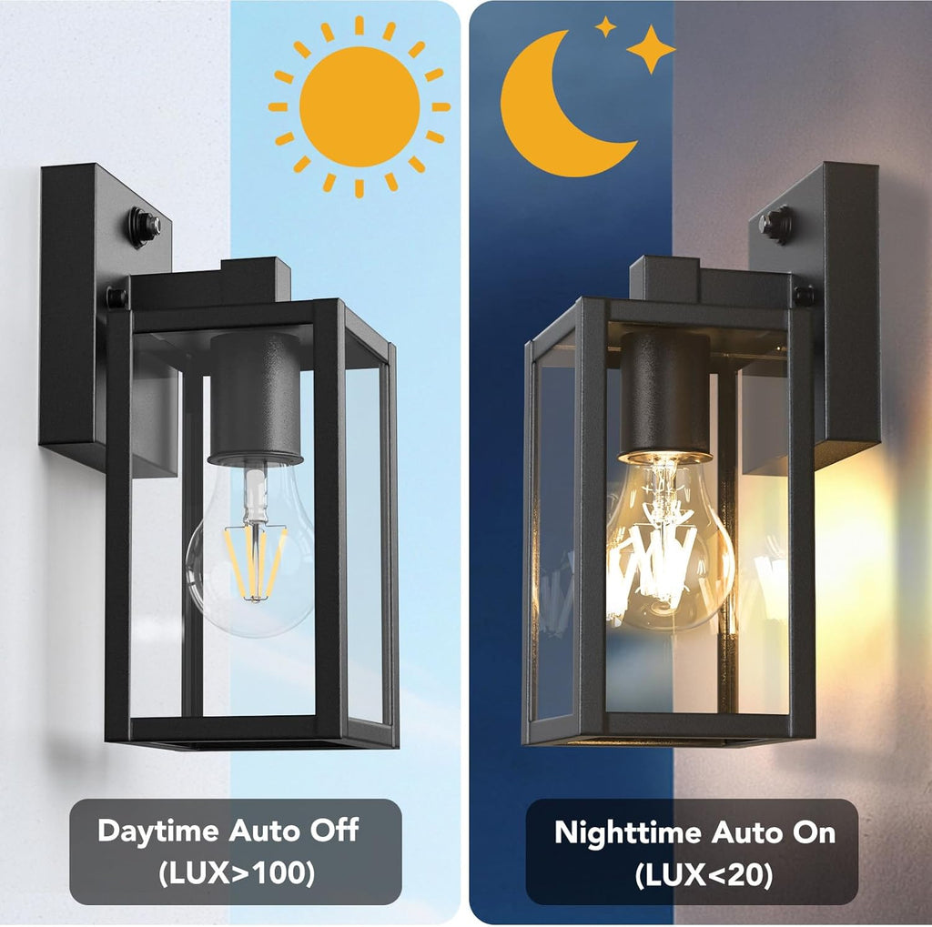 Dusk to Dawn Outdoor Light Fixtures, 2-Pack Sensor Porch Lights, Waterproof Exterior Wall Sconce Lighting Lamp