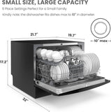 Countertop Dishwasher, Portable Dishwasher, 6 Place Settings & 8 Washing Programs, Speed, Baby-Care, ECO& Glass