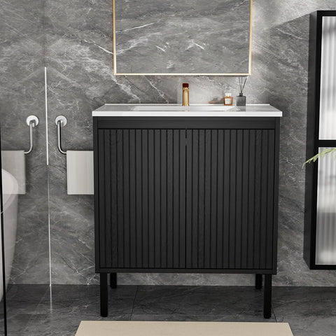 30" Freestanding Bathroom Vanity with Ceramic Sink