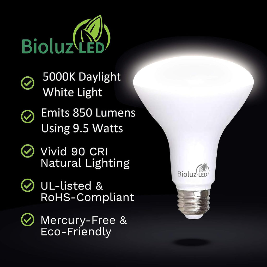 4 Pack BR30 LED Bulbs Indoor Flood Lights 90+ CRI 75W Equivalent uses 9.5W 5000K Daylight 850 Lumens E26 Base