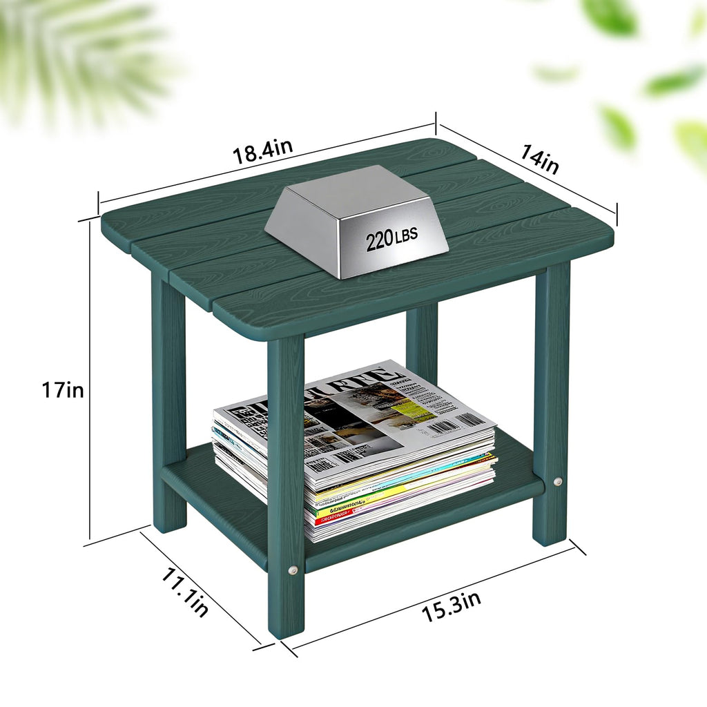 Adirondack Chair Set of 2 with Cup Holders&Table, Green