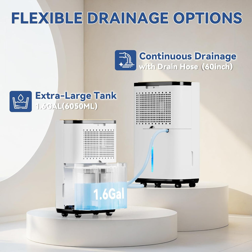 5000 Sq.Ft Dehumidifier for Basement with Drain Hose, 50 Pint Large Best Compressor Dehumidifiers for Home or Garage