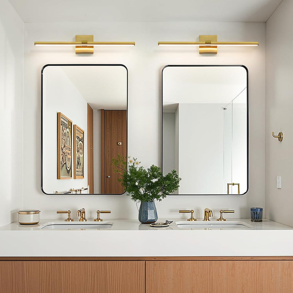 Gold LED Bathroom Vanity Light 24 Inch 18W Dimmable 5CCT Bathroom Lighting Fixtures Over Mirror Modern Brushed Gold