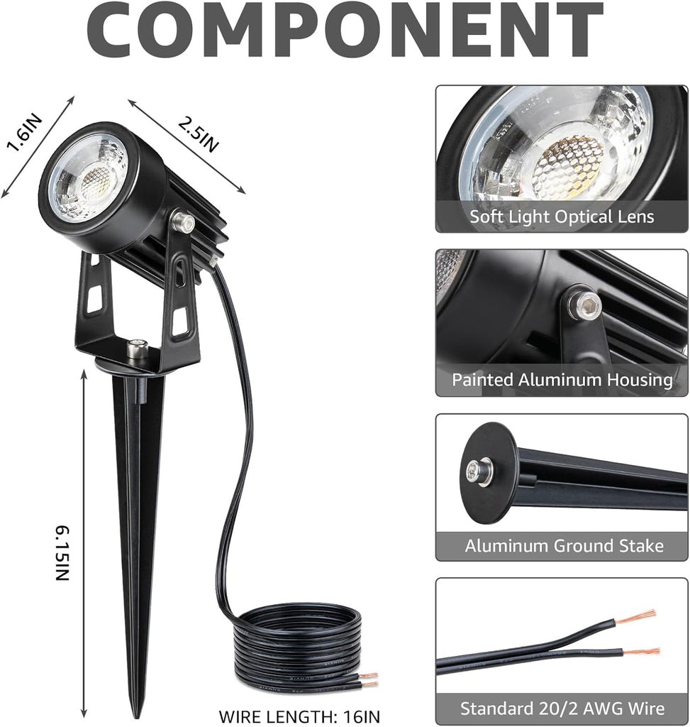All-in-One Low Voltage Landscape Lighting Kit, Dusk to Dawn, 8 PCS | 3000K LED Low Voltage Landscape Lights, IP65