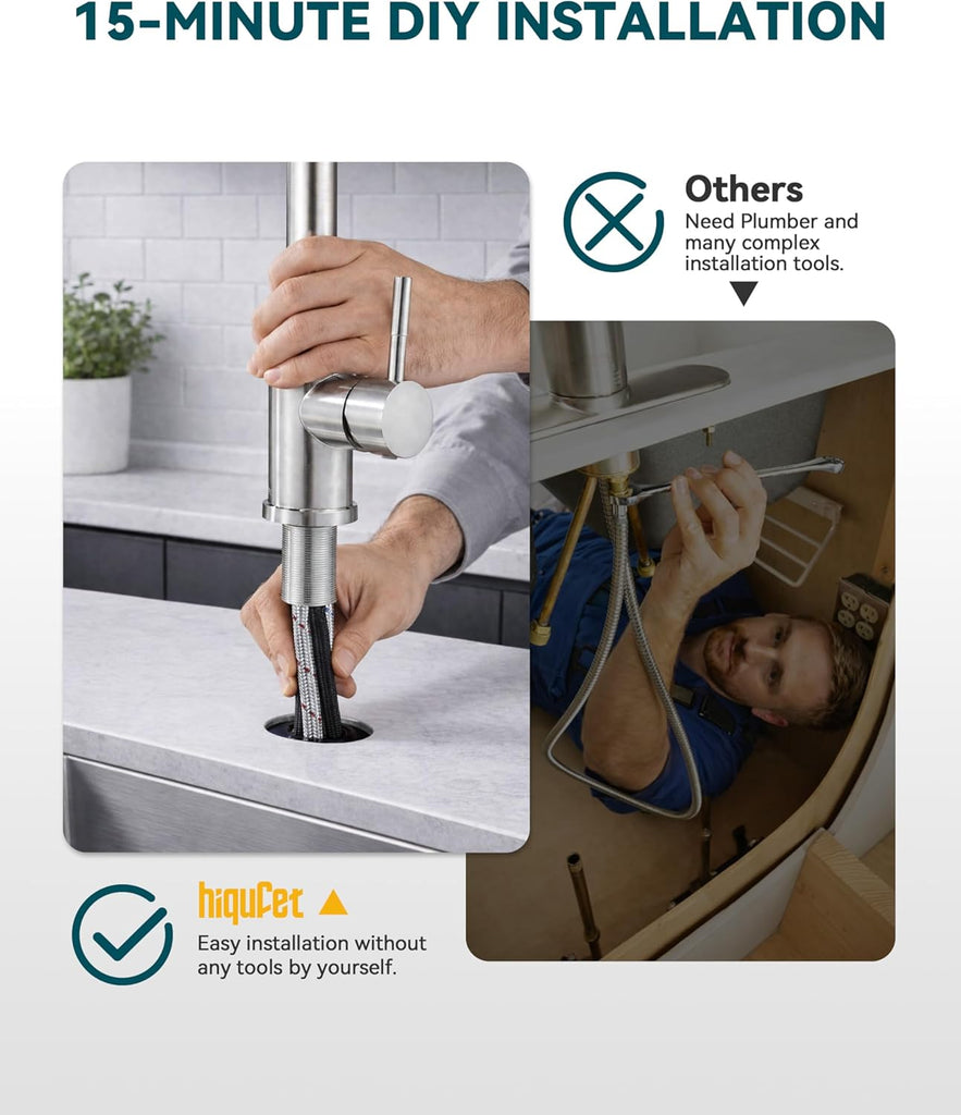 Kitchen Faucet with Pull Down Sprayer, Single Handle High Arc Kitchen Sink Faucet