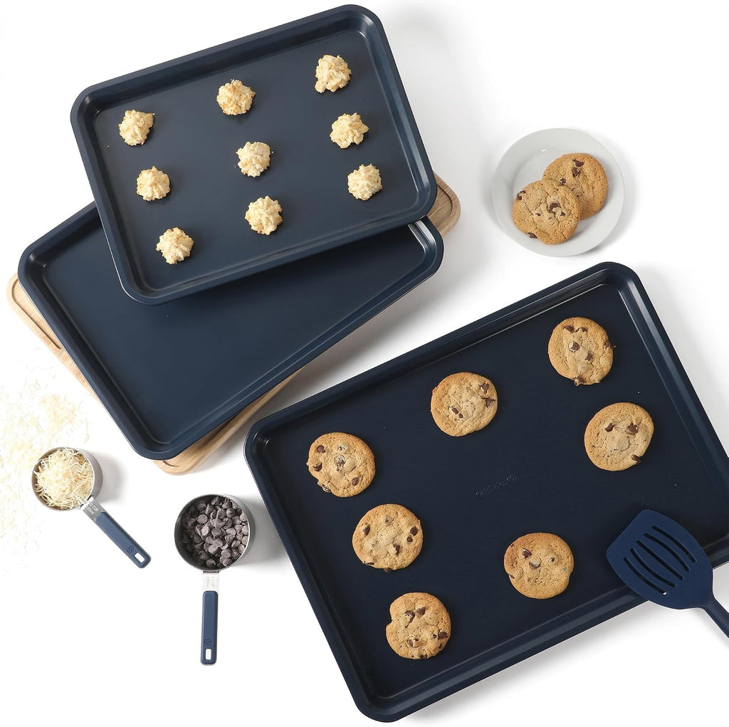 Legacy 3-Piece Cookie Sheet Set, Cookie Sheet, Metal Sheet, 3 Pieces Nonstick Sheets 18 15 13 Inch, Navy Blue