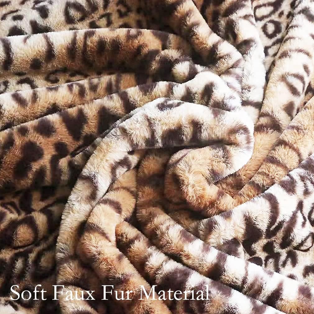 Faux Fur Throw Pillows, Set of 2 Decorative Square Couch Pillow Covers, Leopard Cheetah Print Luxury Soft Plush