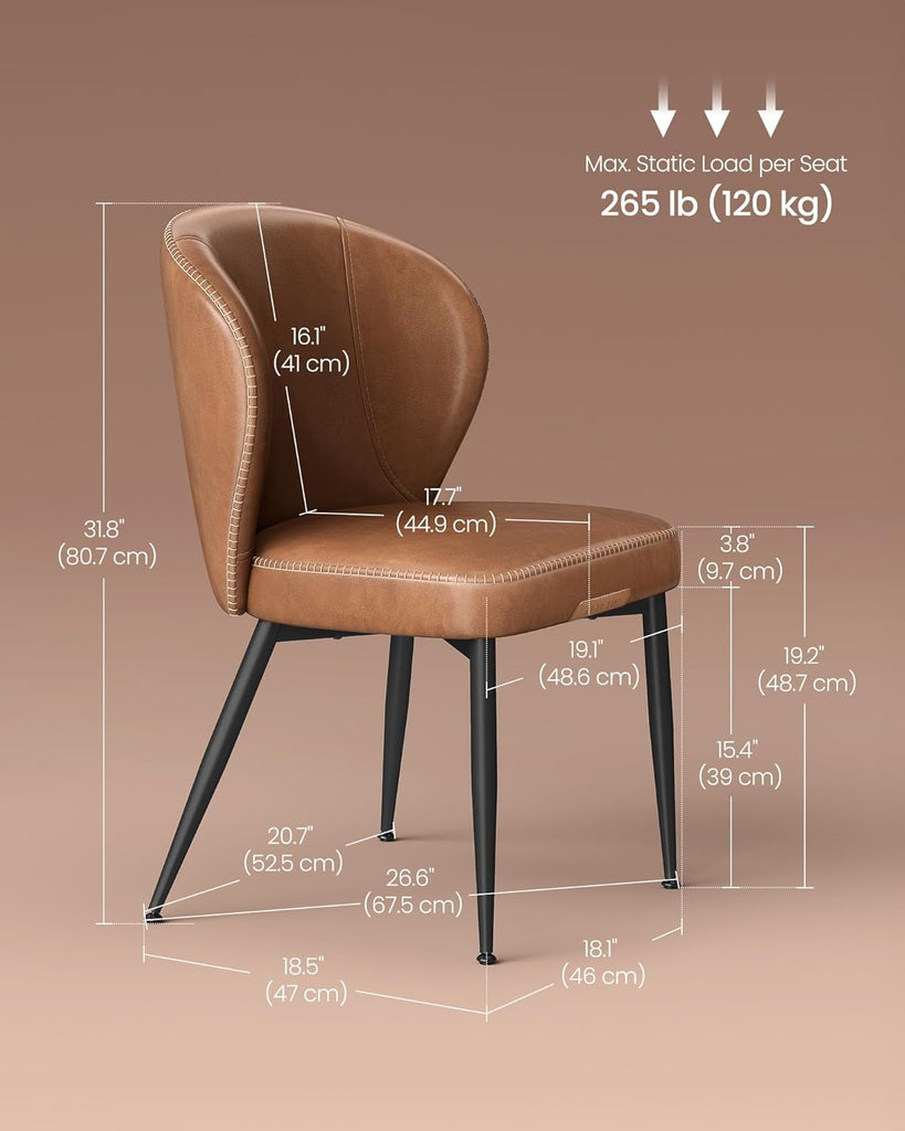 Dining Chairs Set of 2, Upholstered Kitchen Chairs with Comfortable Seat