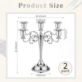 2 Pcs 5 Arm Metal Candelabra Candlestick Holders 10.24 Inch Tall Candlestick Holders Gothic Candle Holdery (Sliver)