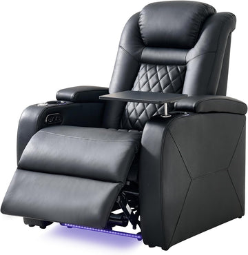Home Theater Seating, Classic Series Leather Movie Theater Chairs, Power Headrest and Memory with C-Type USB Charger