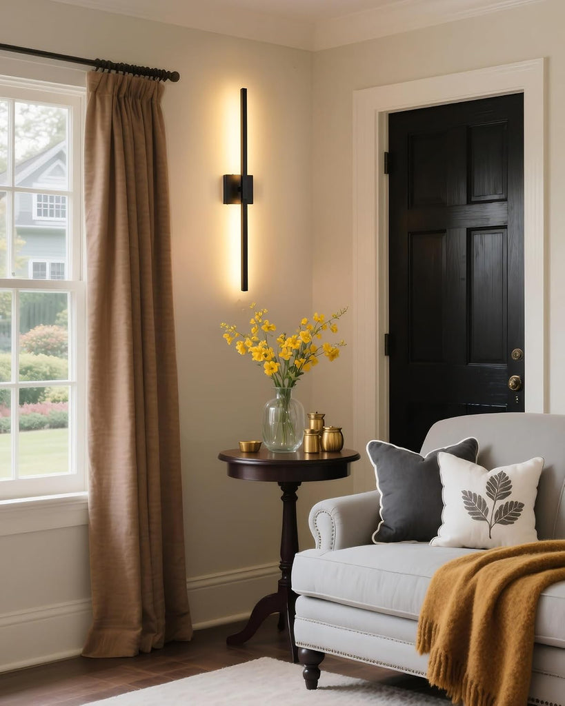 8000mAh Battery Operated Wall Sconce with Remote Control, 3000K-6000K Dimmable Black Wireless Rechargeable Wall