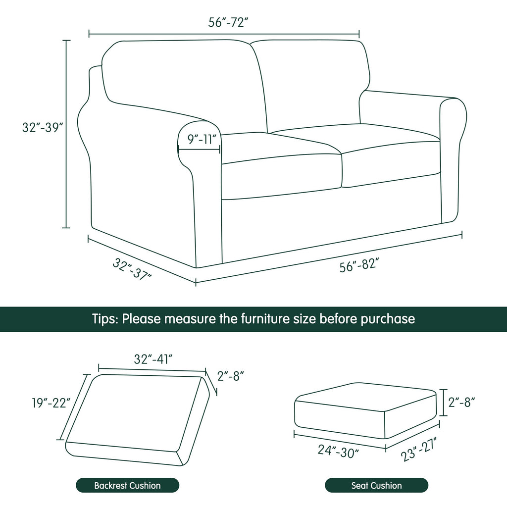 5 Piece Stretch Couch Covers for Sofa, Loveseat, Grey