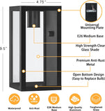 9.5'' Small Outdoor Exterior Wall Lights for House 2Pack, Waterproof Matte Black Outdoor Front Porch Lights with Tempered Glass, Outside Lighting Fixtures Garage Sconces Wall Mount, Bulb Not Included A123-B0CC8MMVRQ