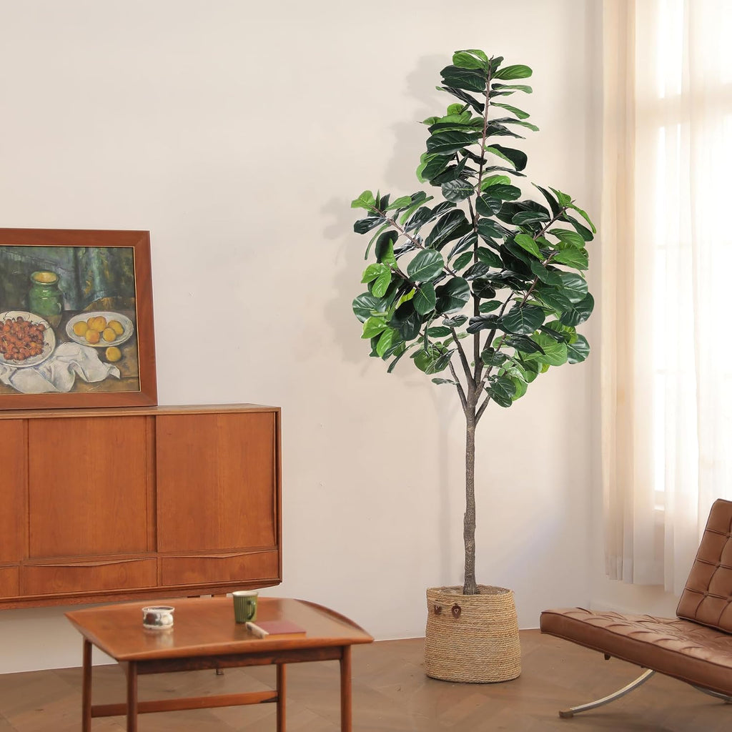 8ft Fiddle Leaf Fig Tree Artificial, Faux Fiddle Leaf Fig Tree