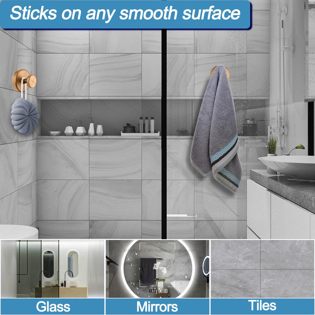 Suction Cup Hooks for Shower, No Drill Towel Hooks