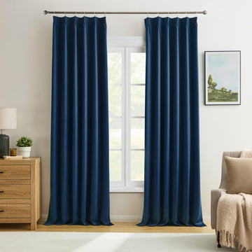 Pinch Pleated Curtains 100 Inches Long 2 Panels Set, Thermal Insulated Blackout Room Darkening Curtain, Window