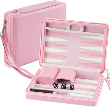 Travel Backgammon Set Board Games for Adults Portable Backgammon 9.4 x 7.1 inches Leatherette Case Classic Strategy