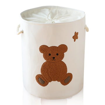 Large Laundry Basket Teddy Bear Hamper for Dirty Clothes, 58L Baby Hamper for Boys, Kids Toys Blanket Storage Basket