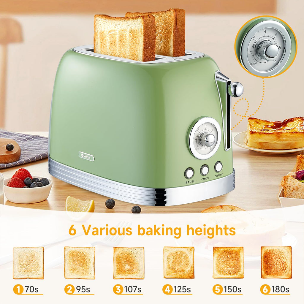 Retro Green 2‐Slice Bread Toaster