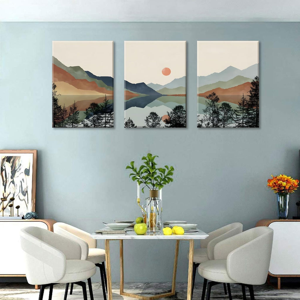 Blue Mountain Canvas Wall Art Set of 3, 16x24 inch