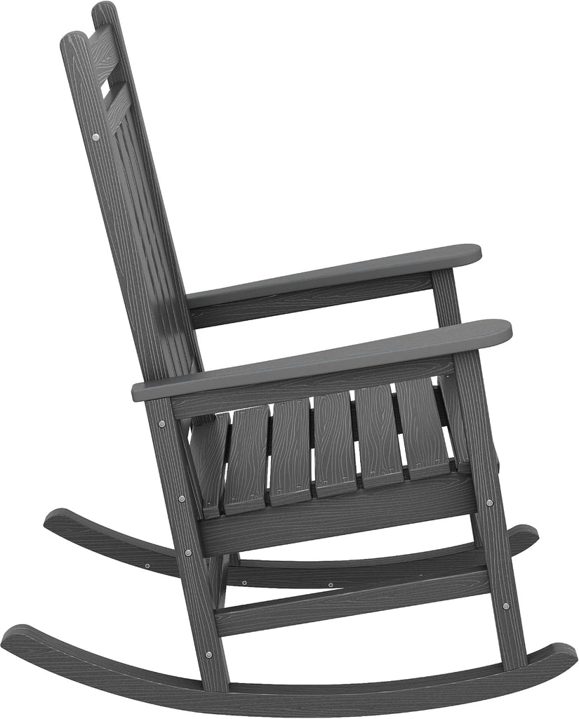 Outdoor Rocking Chair Set of 2, HDPE Rocking Chairs for Adult, Grey | 21.1" Widened Seat adds Extra Comfort