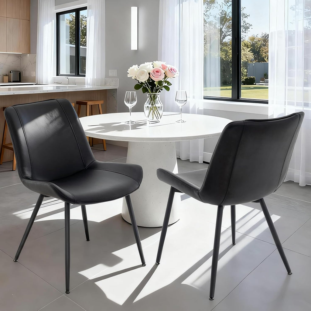 Dining Chairs Set of 2, PU Leather Modern Armless Kitchen Dining Room Chairs