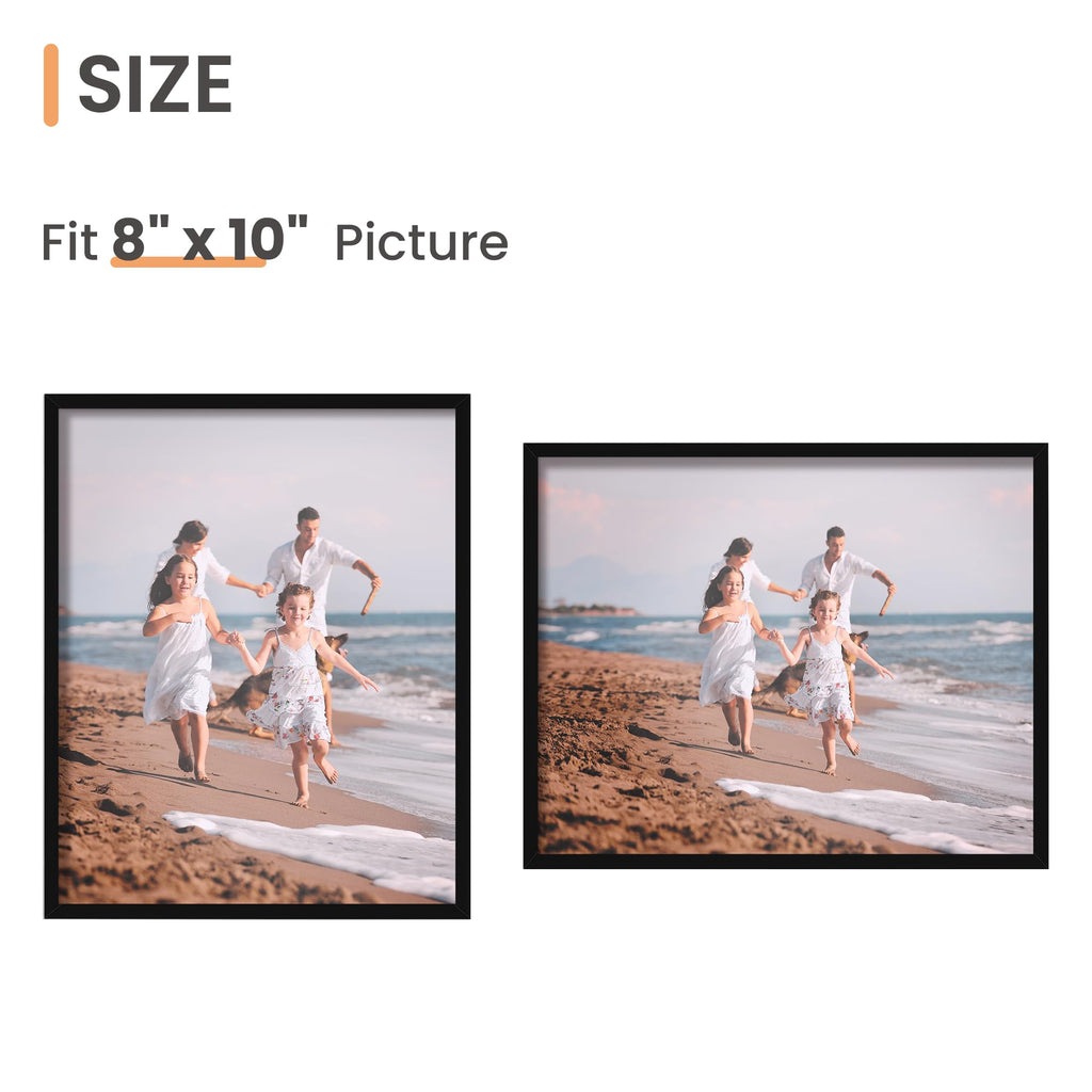 8x10 Picture Frame Glass, Thin Border, Black Photo Frames, 3Pcs