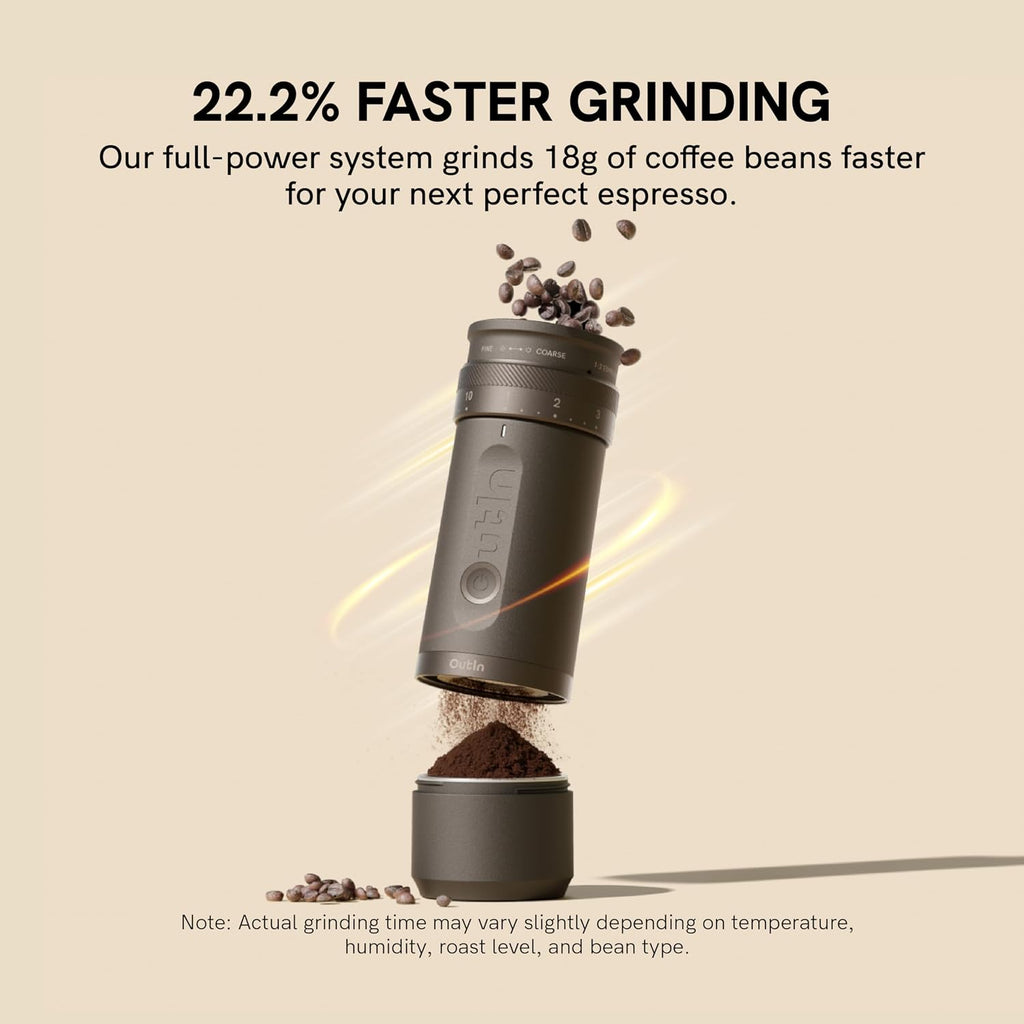 Fino Portable Electric Coffee Grinder with 28 Precise Grind Settings | Adjustable Coffee Bean Grinder, One-Touch Burr