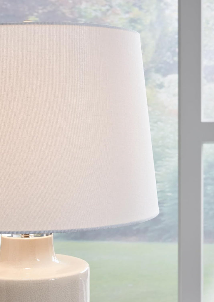Signature Design by Ashley Cylener Vintage Ceramic Table Lamp with 3-Way Switch, White & Beige