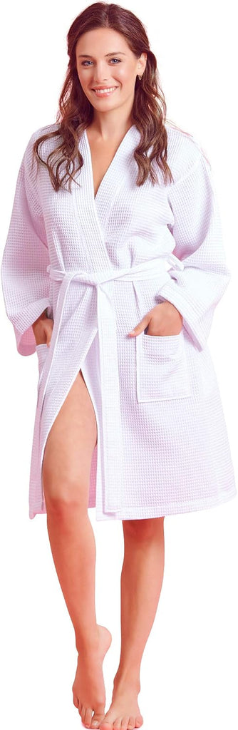 Women's Kimono Waffle Robe-Luxurious & Absorbent & Quick Dry-Cotton & Polyester Blend