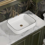 Bathroom Vessel Sink Rectangle Above Counter Porcelain Ceramic Sink Top Mount Rectanglar Countertop Sink for