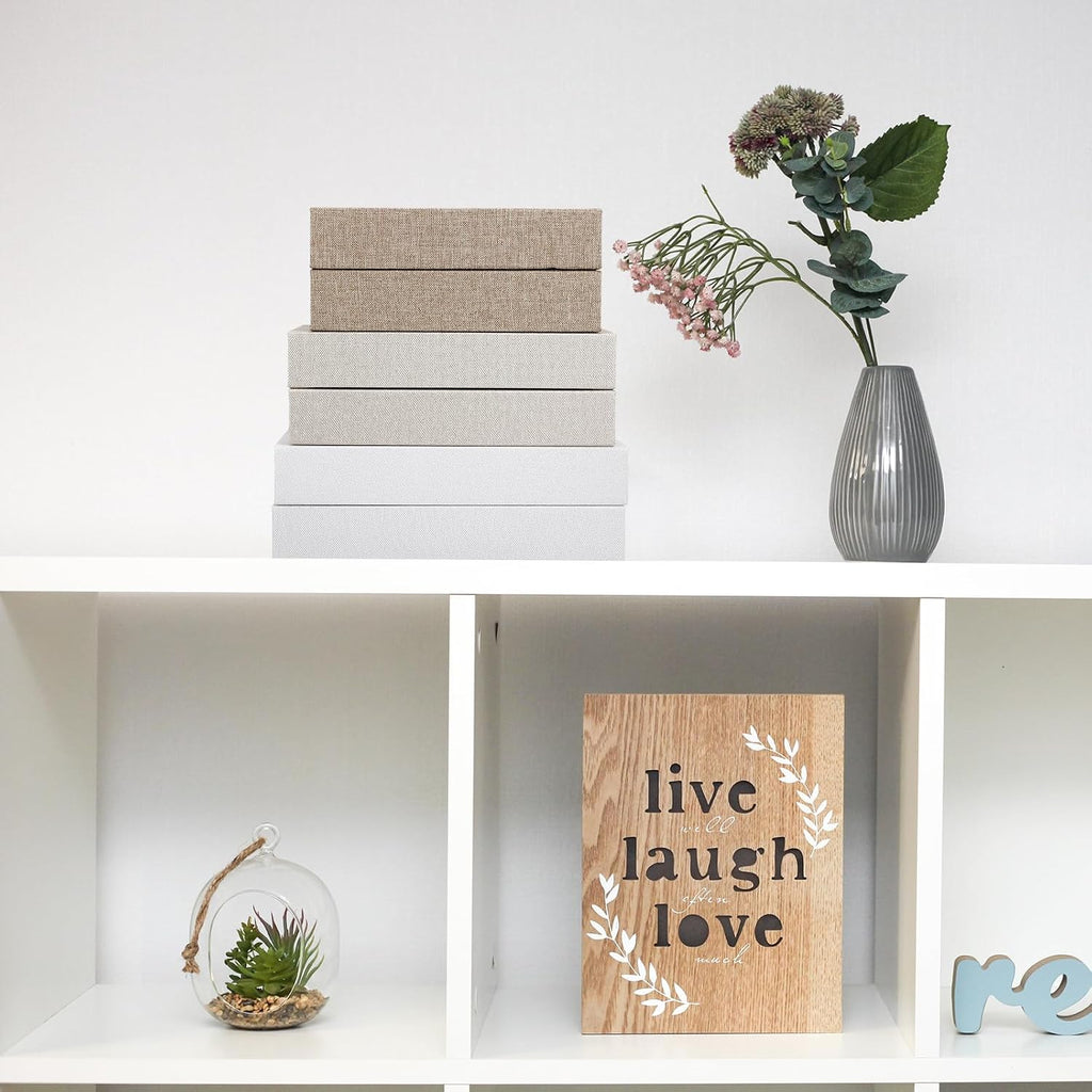 6 Pcs Aesthetic Decorative Books Decor Boho Modern Linen Covered Book Fake Hollow Books Keepsake Photo Storage Boxes