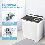 Washing Machine Semi-automatic, Twin Tub Washer with Spin Dryer, 26lbs Capacity, Built-in Drain Pump, Portable Laundry