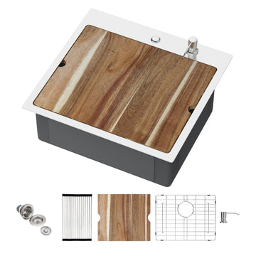 Bar Sink Drop in Workstation 21x20x8 Inch Stainless Steel Sink