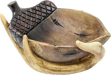 Antler & Acorn Resin Bowl - Rustic Woodland Decor for Cabin or Lodge - Candy Dish, Trinket Holder, Key Bowl, or
