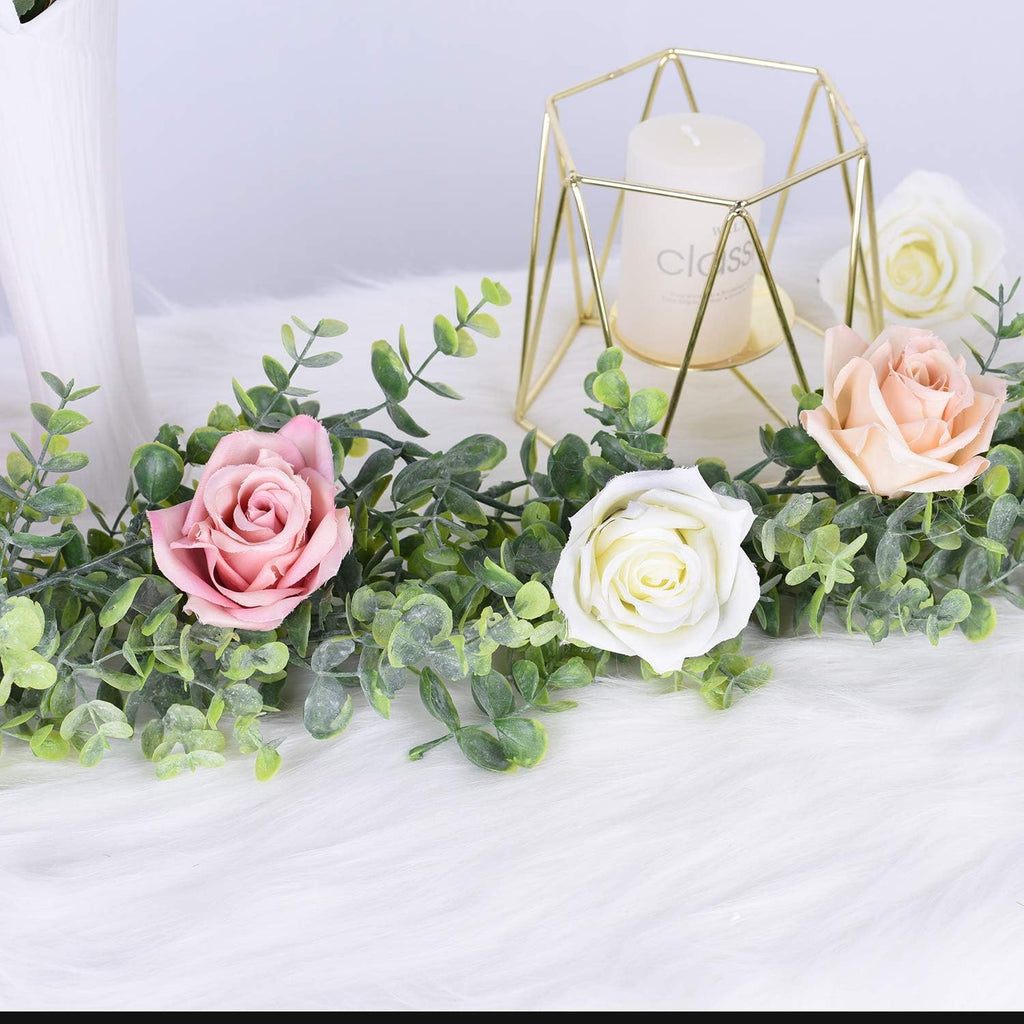 Faux Eucalyptus Garland Plant, Artificial Vines Hanging Eucalyptus Leaves Greenery Garland for Wedding - Set of 4