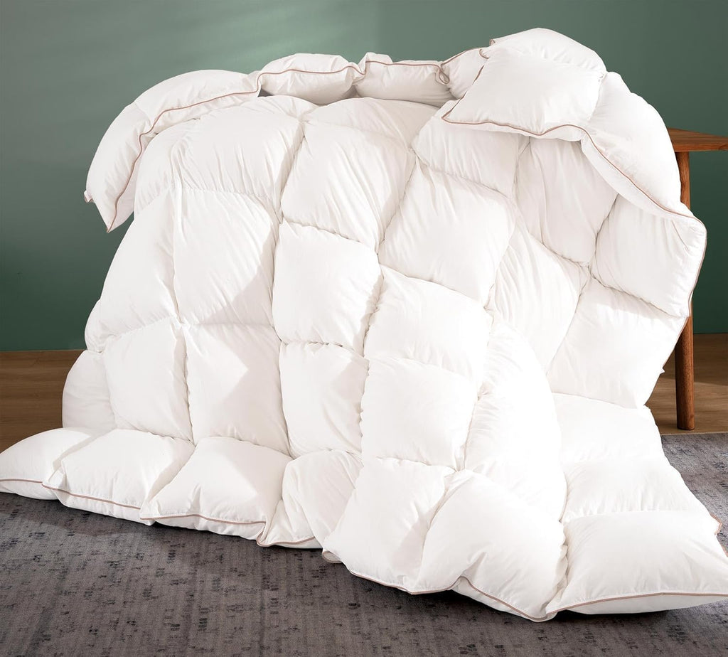 Down Comforter King - All Season Medium Weight Fluffy White Duvet Insert, Warm Feather Bedding, Soft