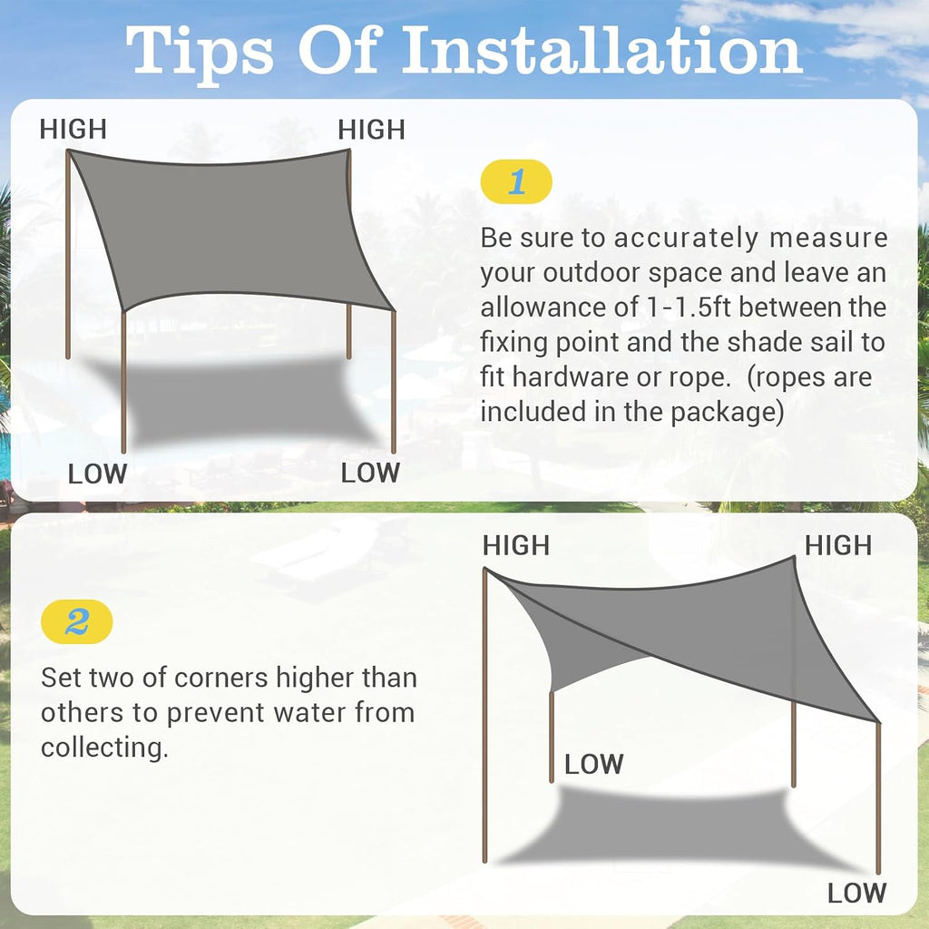 Sun Shade Sail,UV Protection Beach Shade Canopy Wind Sail | Heavy Duty,Tear and Rust Resistant Patio sail Shade for