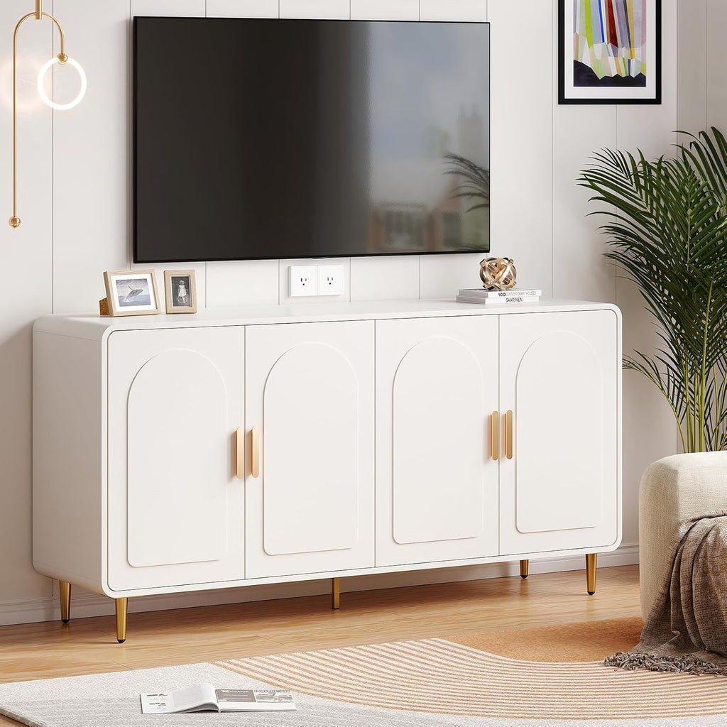 60" Sideboard Buffet Cabinet, Large Credenza Storage Cabinet, Modern Console Table with Doors and Shelves