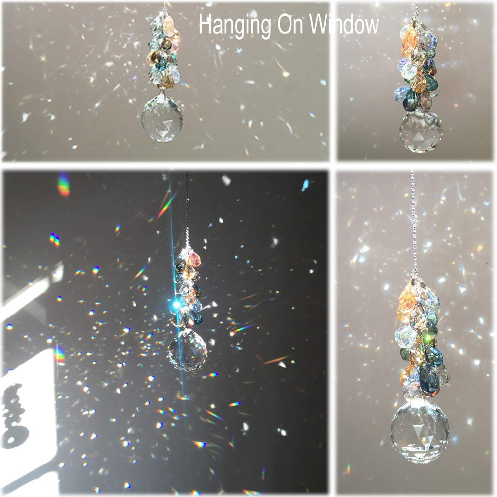 40mm Crystals Ball Prisms Suncatcher Hanging Ornament Chakra Crystals Rainbow Maker with Colors Crystal Pendants for