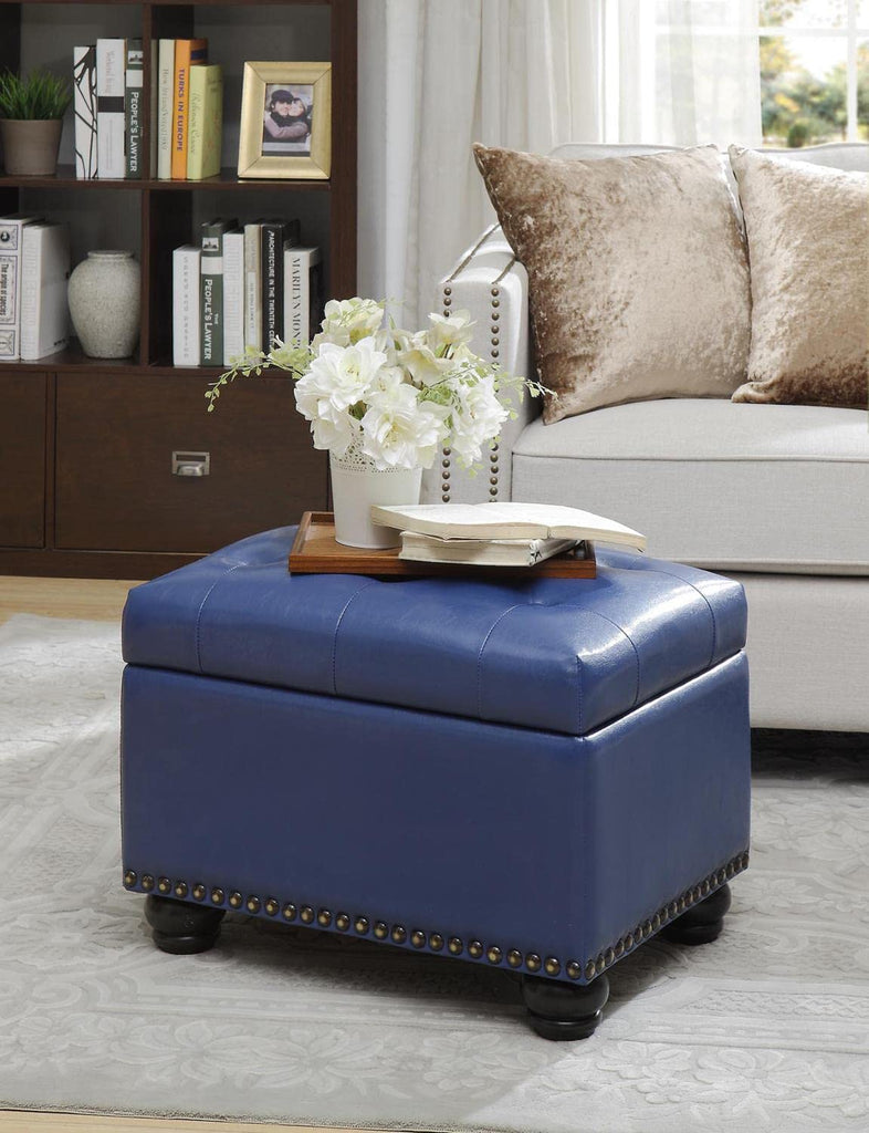 Designs4Comfort 5th Avenue Upholstered Storage Ottoman 24" - Contemporary Foot Stool and Seat with Hinged Lid, Den