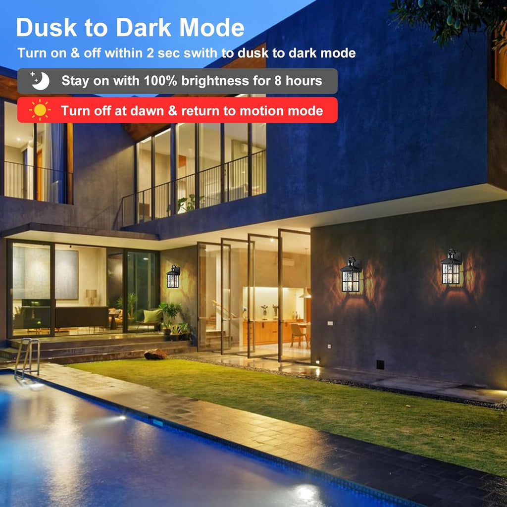 Motion Sensor Outdoor Lights Dusk to Dawn Porch Light Black Exterior Lighting Fixtures Modern Outside Wall Mount Coach