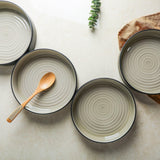 Elica 24-Piece Modern Dinnerware Set Stoneware, Plates and Bowl Sets for 8, Beige and Black