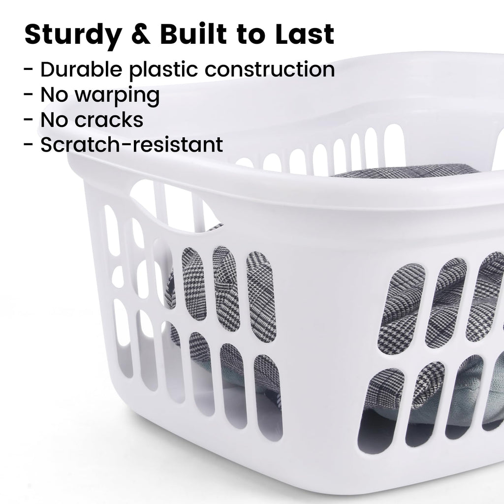 Laundry Basket with Hip Hold 10-Pack - 50L/1.5 Bushel Stackable Plastic Hamper with Vented Holes - Clothes Hamper