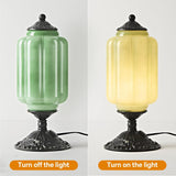 Milk Glass Table Lamp, Touch Control with USB Charging Port Vintage Bedside Desk Lamp Stepless Dimming Living Room