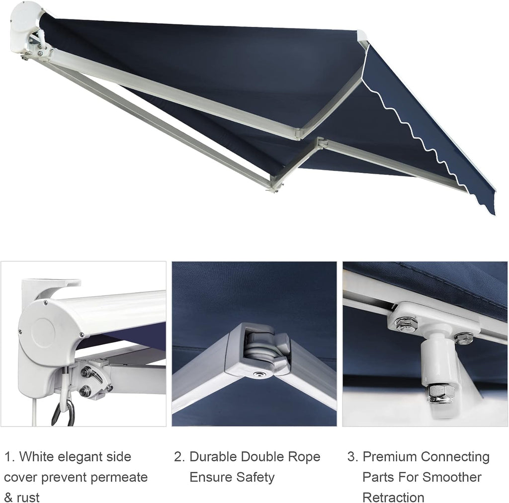 Patio Awning Retractable 15'x10', Fully Assembled Motorized Electric Commercial Grade - Quality 100% Dope-dyed