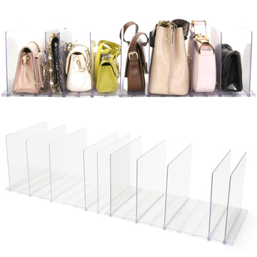 Purse Organizer for Closet, Clear Acrylic Handbag Storage Organizer, Adjustable Shelf Divider for Closet
