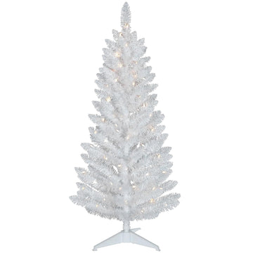4ft Pre-Lit White Christmas Tree, 122 Tips, 50 String Lights