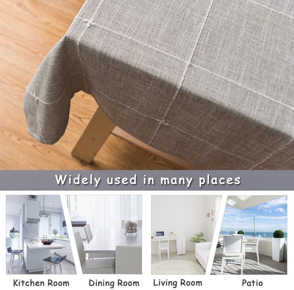 Solid Embroidery Lattice Tablecloth Cotton Linen Dust-Proof Checkered Table Cover Dinning Tabletop D